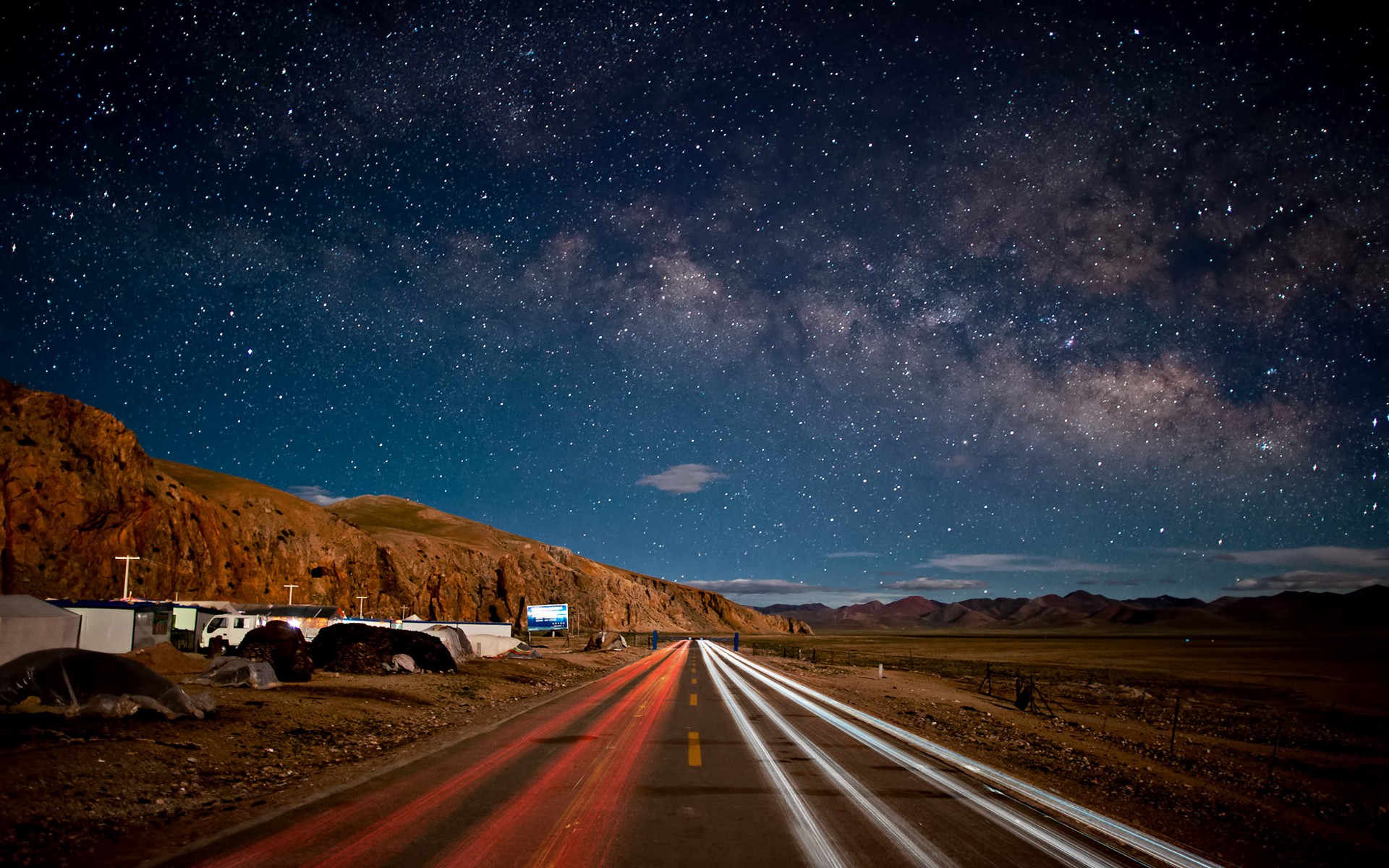 landscapes, Stars, Roads Wallpaper