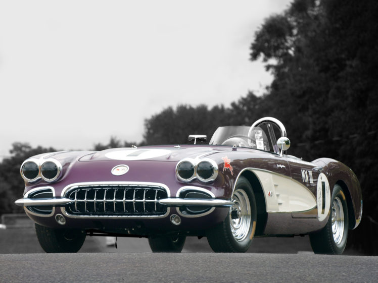 1958, Chevrolet, Corvette, Purple, People, Eater, Supercar, Race, Racing, Muscle, Hot, Rod, Rods HD Wallpaper Desktop Background