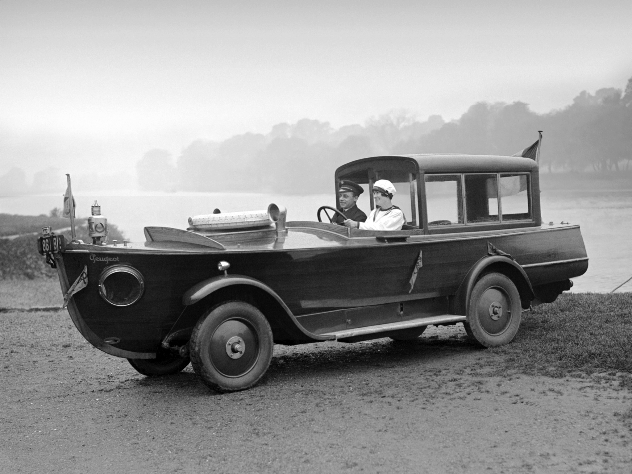 1925, Peugeot, Motorboat, Car, Amphibious, Boat, Retro Wallpaper