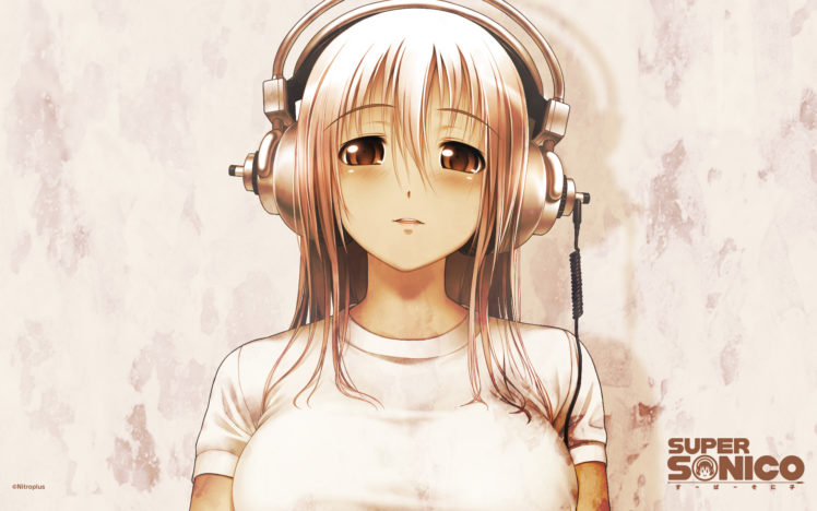 headphones, Girl, Anime, Nitroplus, Super, Sonico, Tsuji, Santa HD Wallpaper Desktop Background