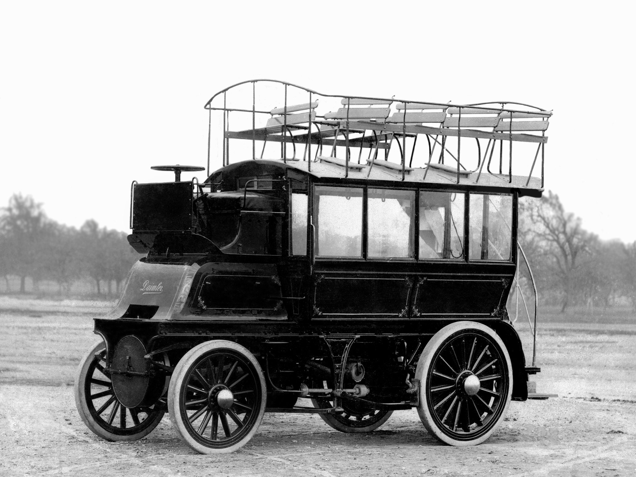 1899, Daimler, Imperial, Double decker, Bus, Transport, Retro Wallpaper