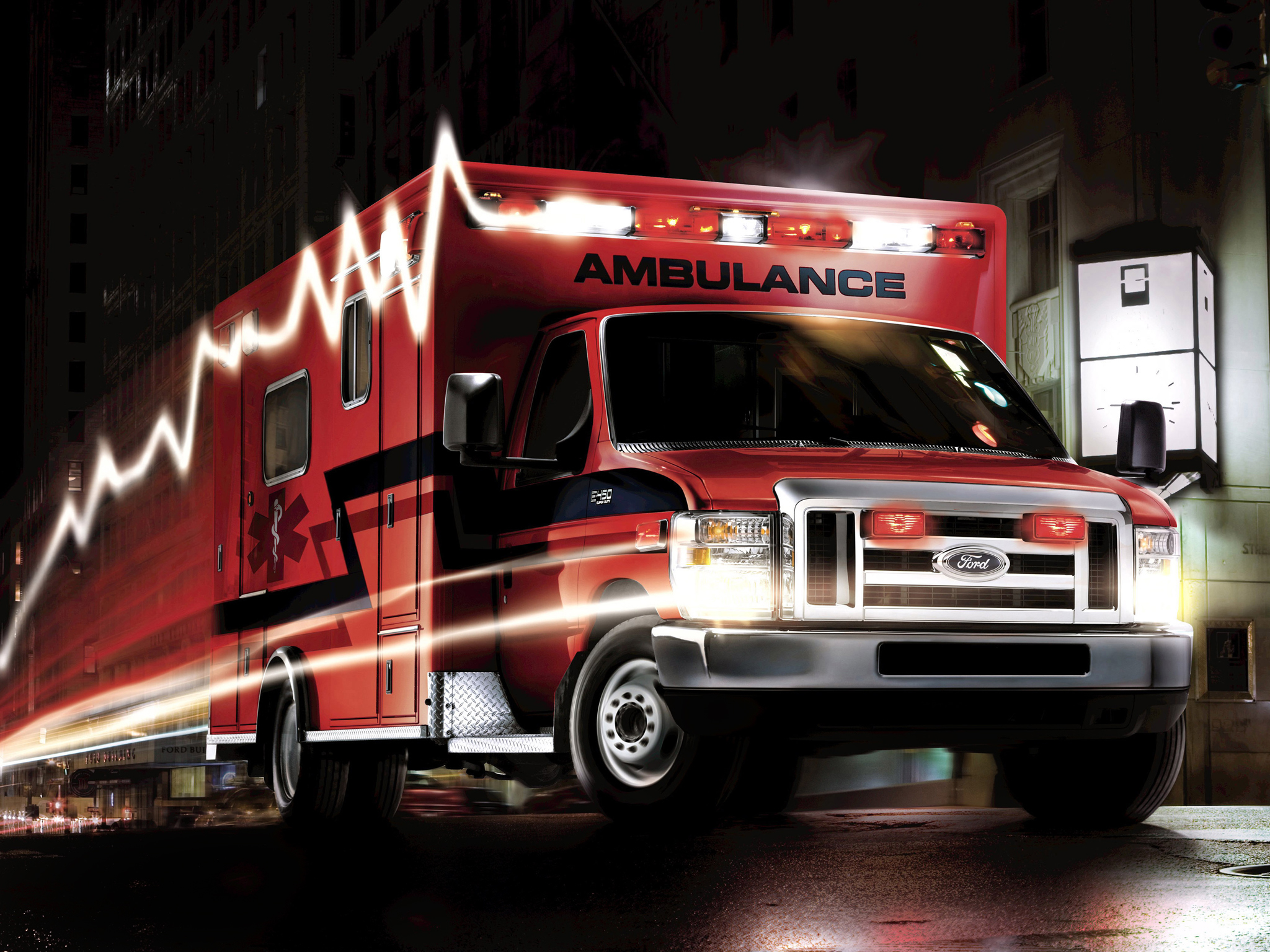 2009, Ford, E 450, Super, Duty, Ambulance, Firetruck, Emergency Wallpaper