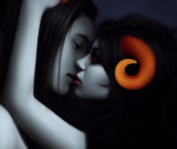 love, Men, Couple, Love, Demon, Horns, Kiss, Fantasy, Girl, Mood, Fantasy HD Wallpaper Desktop Background