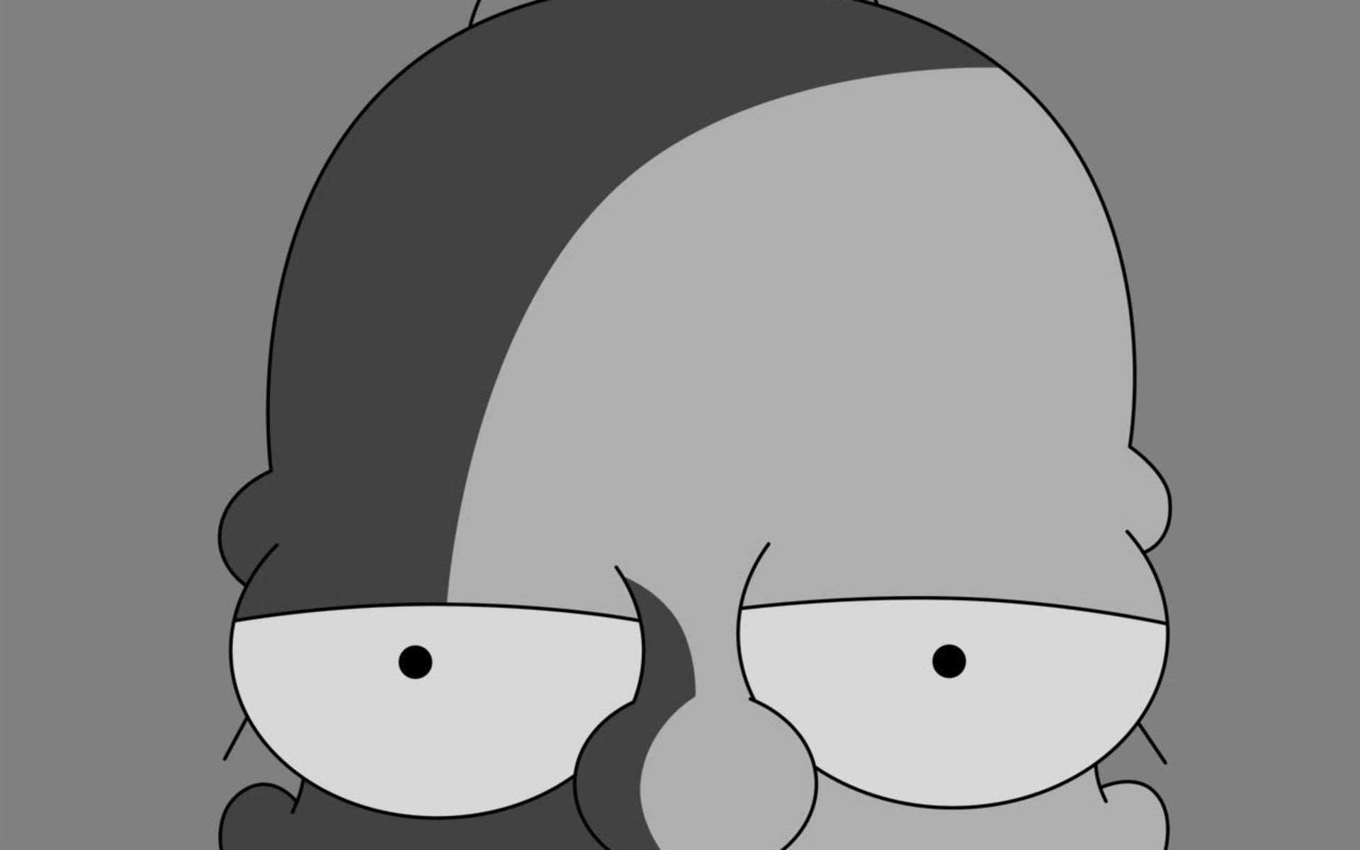 homer, Simpson, The, Simpsons, Monochrome, Greyscale Wallpaper
