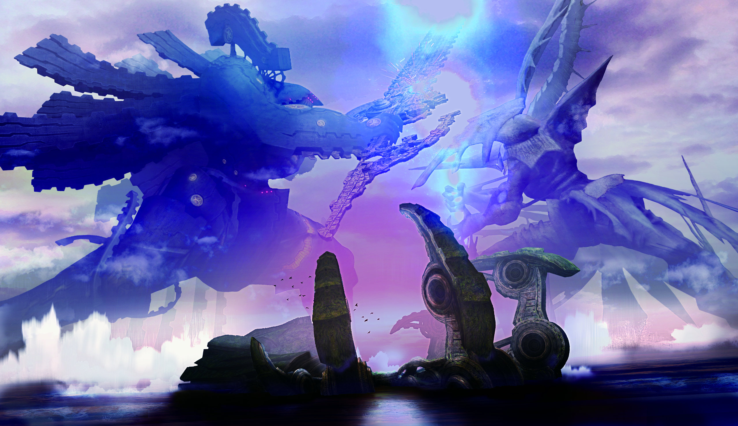 xenoblade, Chronicles, Anime, Fantasy, Monster, Mecha, Sci fi, Battle Wallpaper