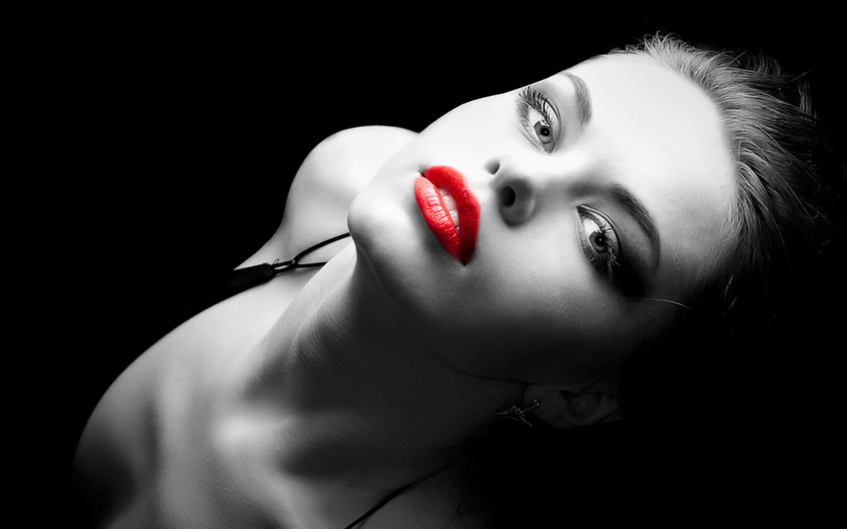 woman, Girl, Beauty, Brunette, Red, Lips Wallpaper