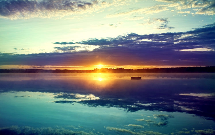 sunset, Lake, Reflection, Sunlight HD Wallpaper Desktop Background