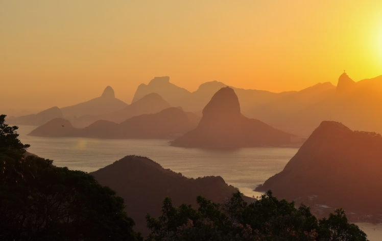 gold, Sky, Sunset, Brazil, Sea, Ocean, Lake HD Wallpaper Desktop Background