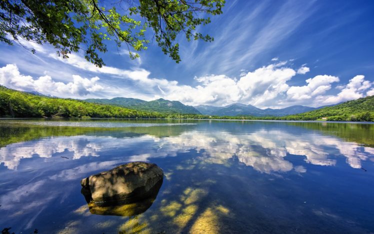 avigliana, Italy, Lake, Clouds, Reflection, Stone, Landscape HD Wallpaper Desktop Background