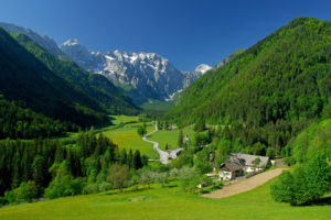 spring, Alpine, Valley, Mountains, Fields, Landscape