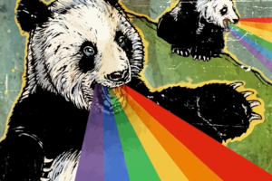 abstract, Animals, Panda, Bears, Rainbows, Bears, Mammals