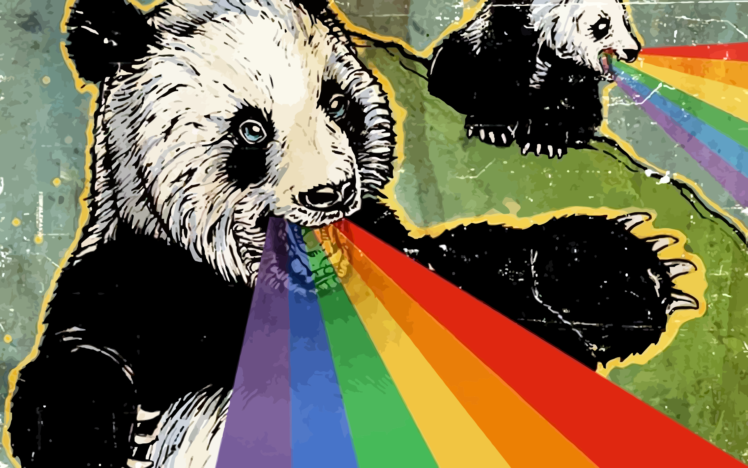 abstract, Animals, Panda, Bears, Rainbows, Bears, Mammals HD Wallpaper Desktop Background