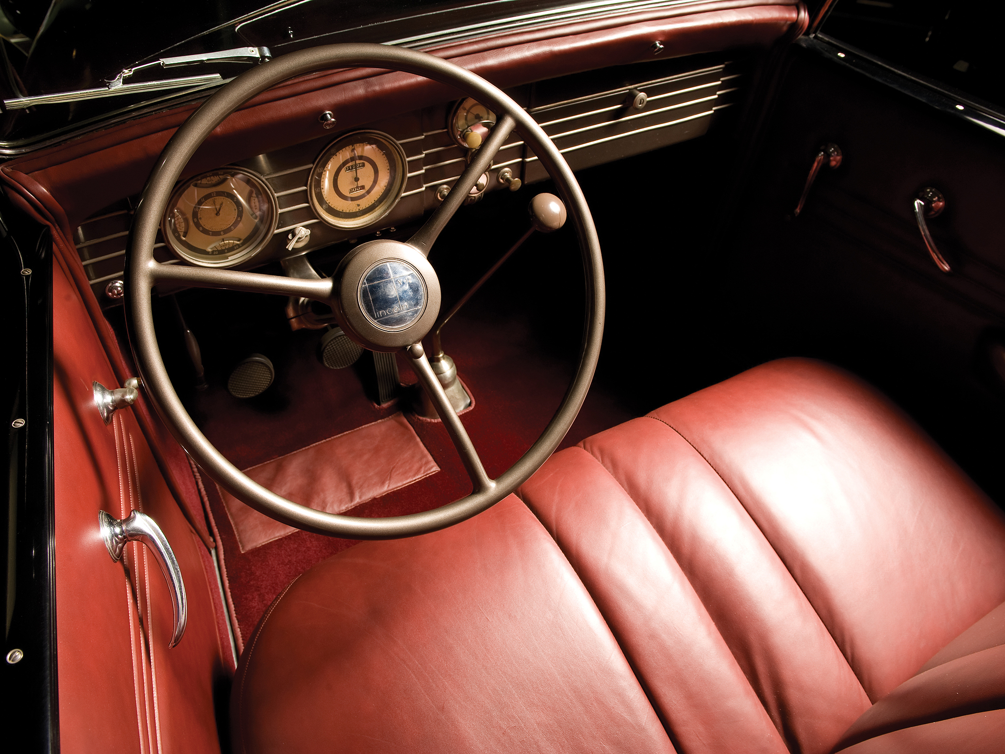1936, Lincoln, Model k, Dual, Windshield, Convertible, Sedan, By, Lebaron, Retro, Luxury, Interior Wallpaper