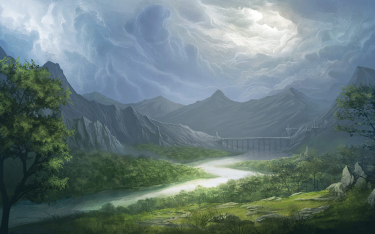 landscape, Bruce, Mashbat, River, Valley, Mountains, Art HD Wallpaper Desktop Background