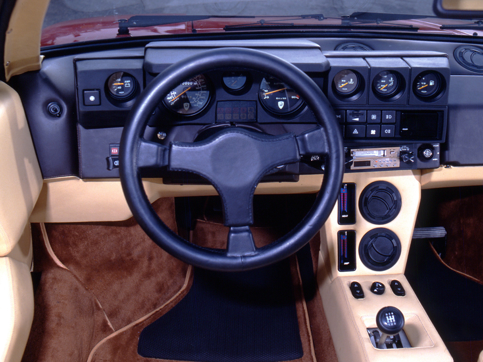 1981, Lamborghini, Jalpa, P350, Supercar, Classic, Interior Wallpaper