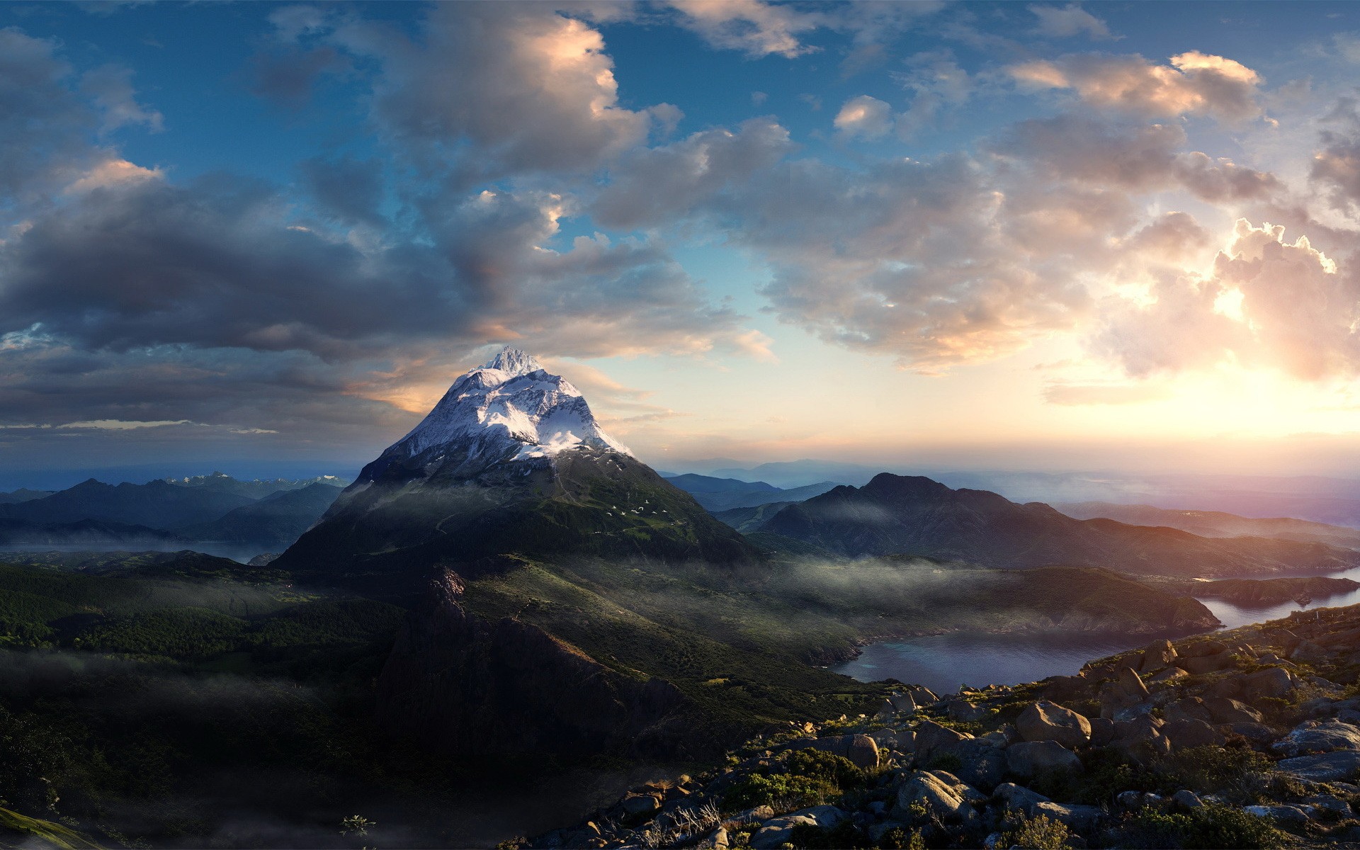 mountains, Clouds, Landscapes, Nature Wallpaper