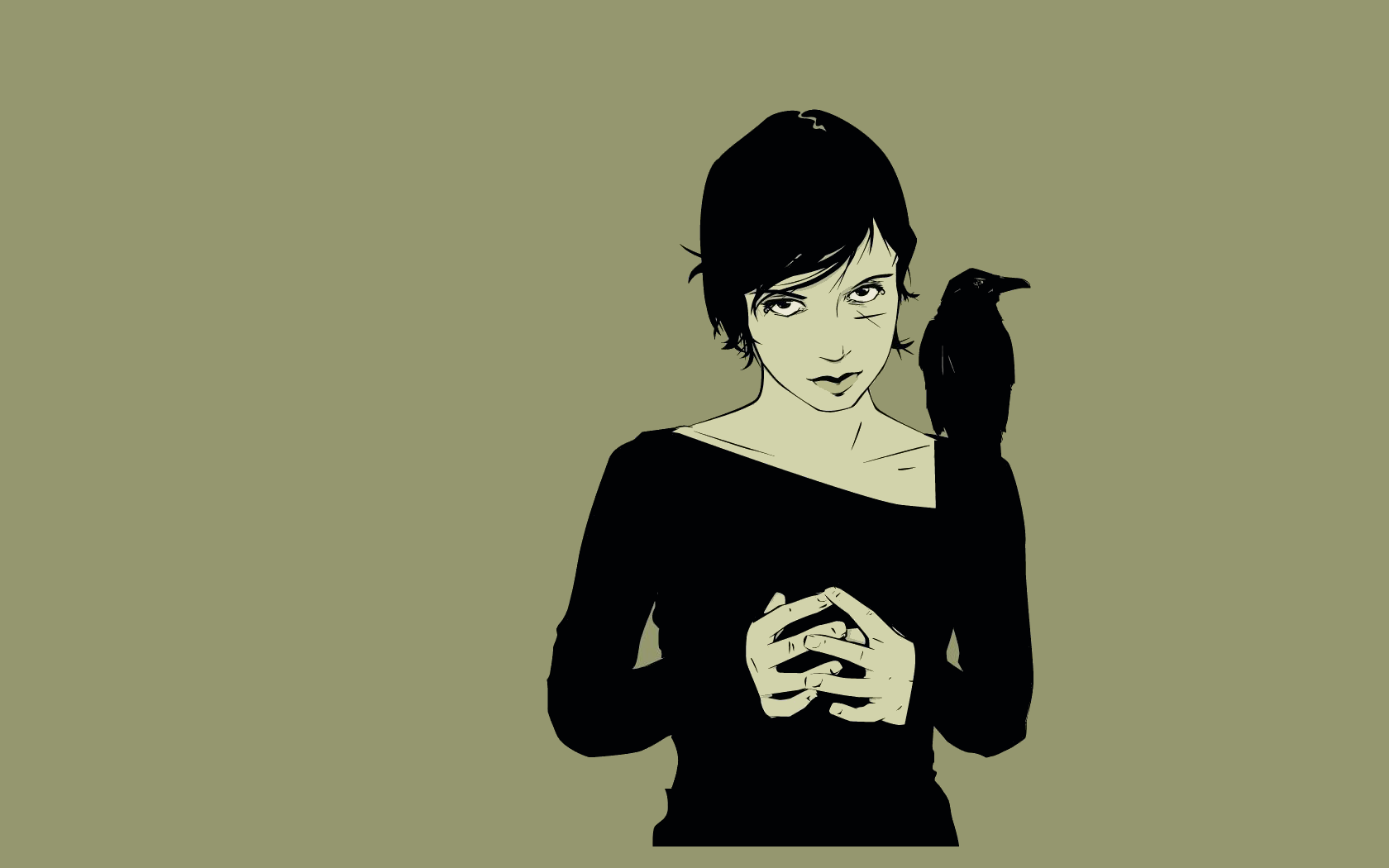 girl, Crow Wallpaper