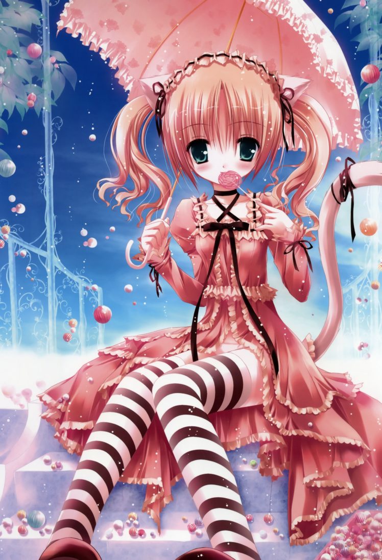 cat, Ears, Lolicon, Striped, Lingerie, Tinkerbell, Anime, Umbrellas ...