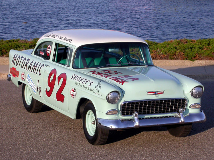 1955, Chevrolet, 150, Turbo, Fire, 195 hp, 2 door, Sedan, Race, Car, 1502 1211, Racing, Retro HD Wallpaper Desktop Background