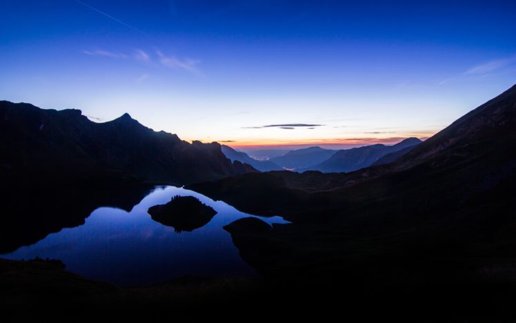 mountains, Landscapes, Nature, Horizon, Night, Germany, Bavaria, Lakes, Reflections, Skies HD Wallpaper Desktop Background