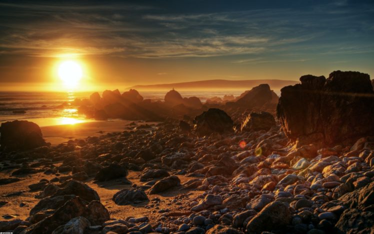 sunset, Landscapes, Rocks HD Wallpaper Desktop Background