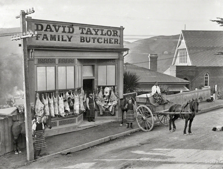 butcher, Carriage, Horse, Building, B w, Vintage HD Wallpaper Desktop Background