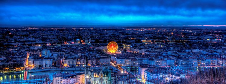 cityscapes, Night, Lights, France, Lyon HD Wallpaper Desktop Background