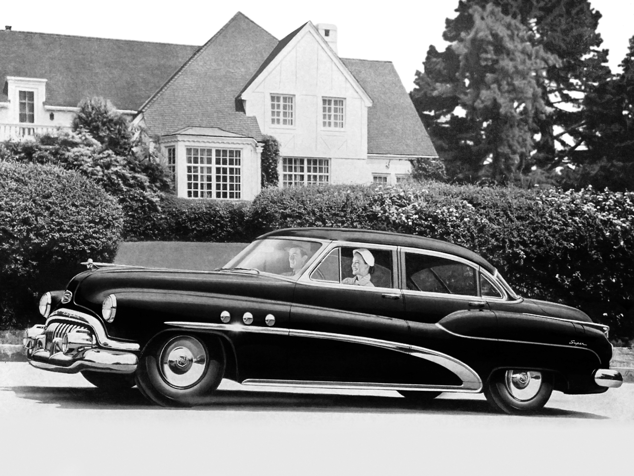 1952, Buick, Super, Riviera, Sedan,  52 , Retro Wallpaper