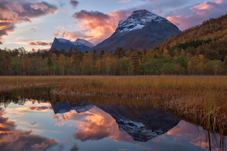 forest, Autumn, Lake, Mountain, Mountains, Sky HD Wallpaper Desktop Background