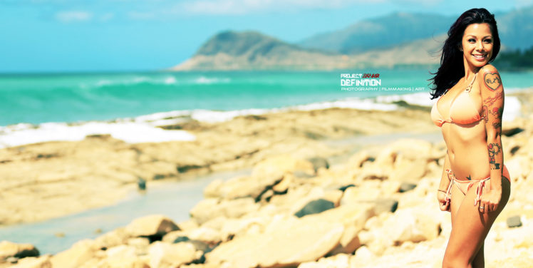 jeri, Lee, Face, Eyes, Beach, Sea, Summer, Sun, Beach, Tattoo HD Wallpaper Desktop Background