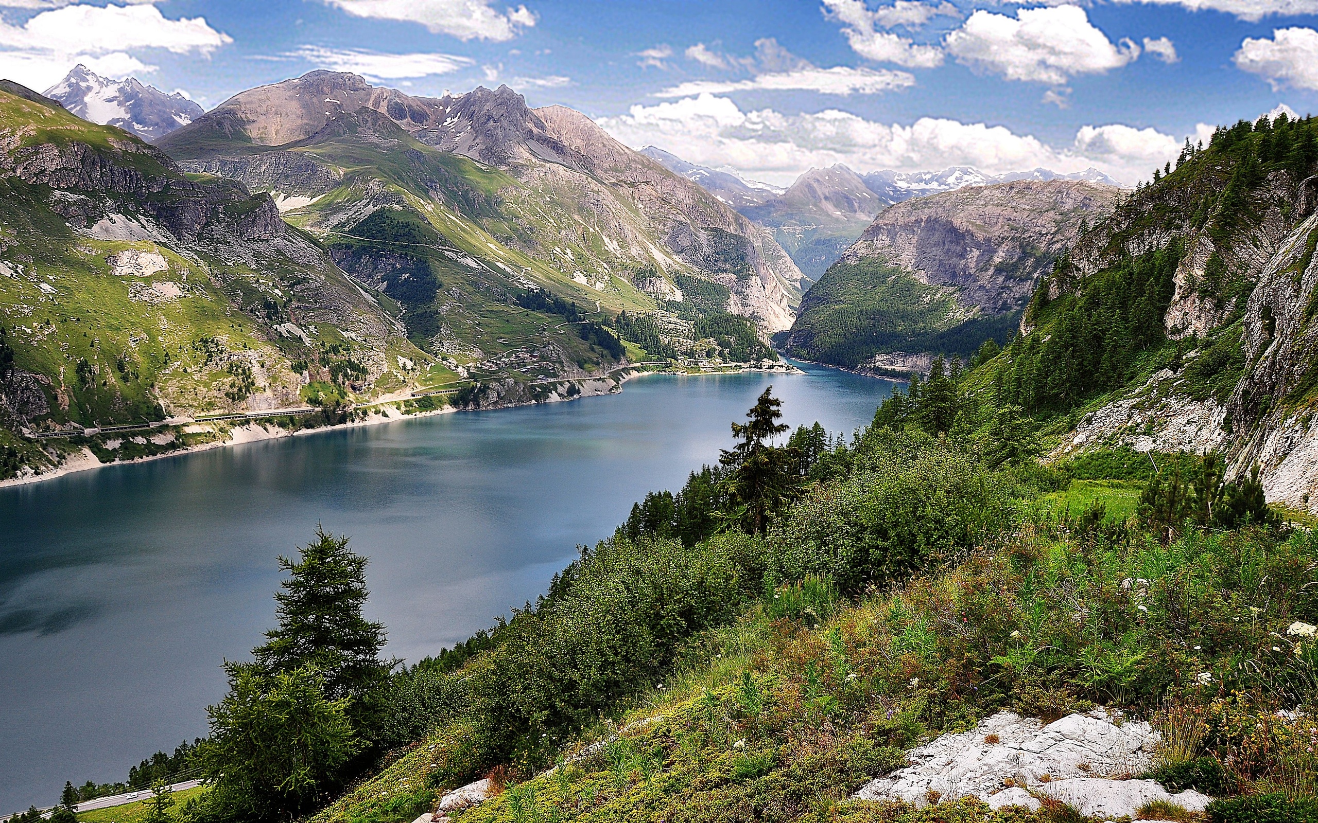 mountains, Lake, Trees, Landscape, Ff Wallpaper