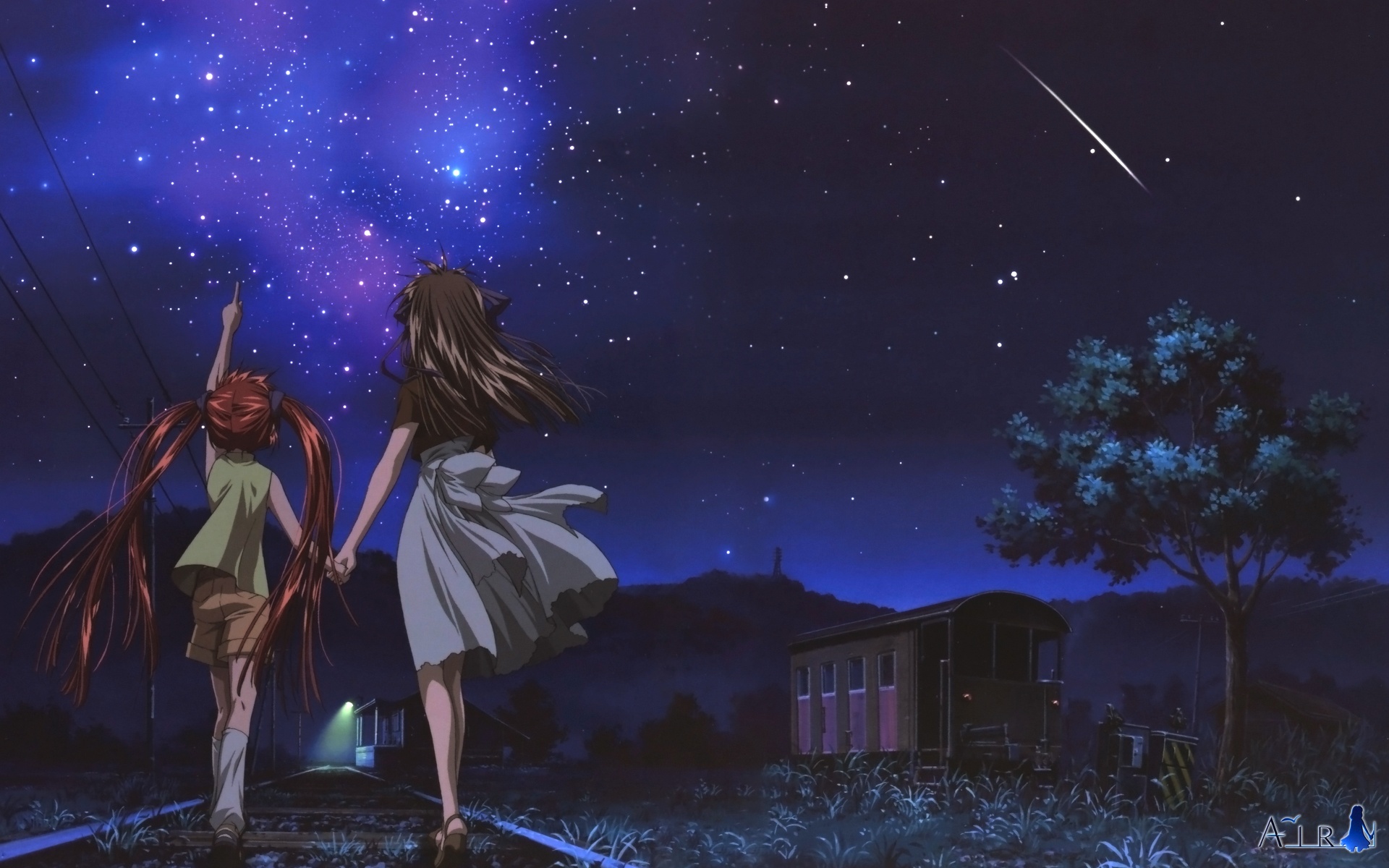 night, Stars, Air,  anime Wallpaper