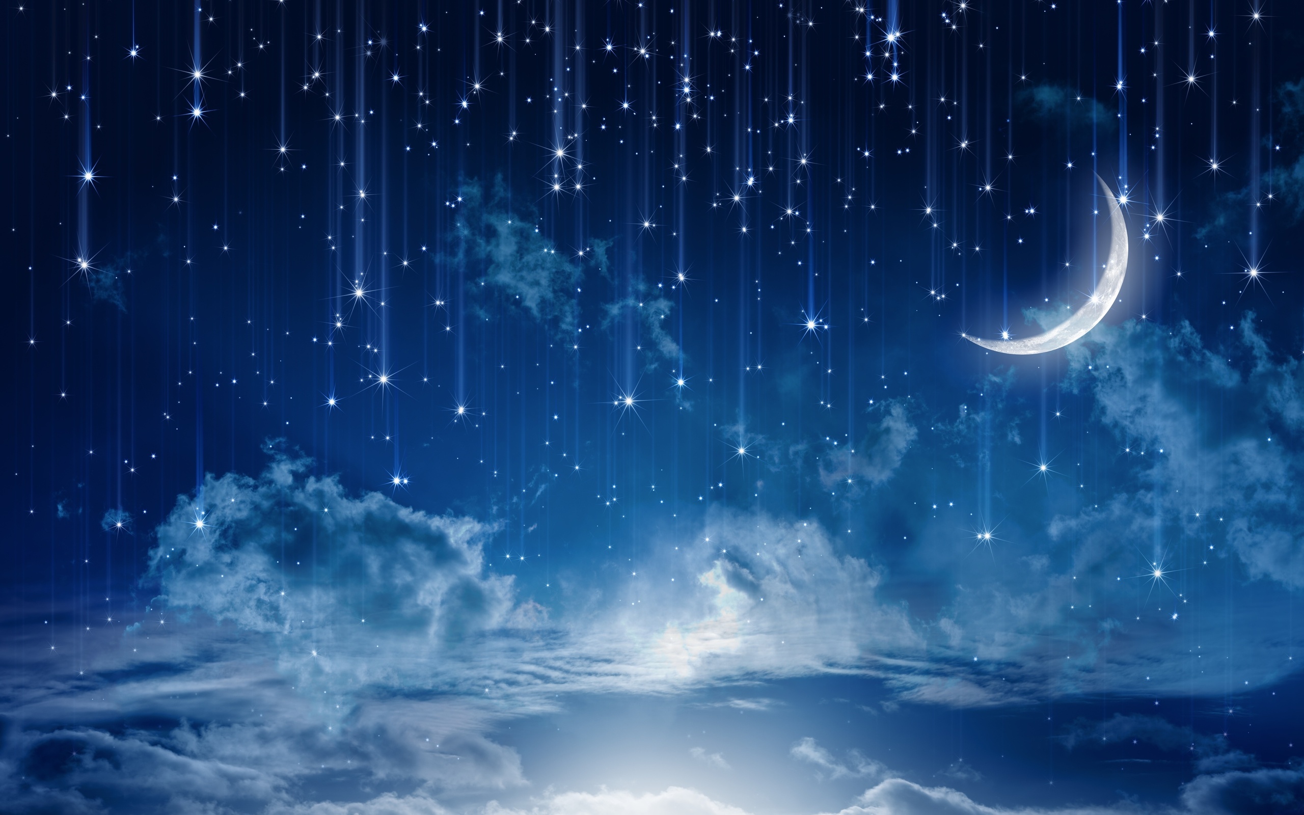 sky, Moonlight, Nature, Night, Stars, Clouds, Rain, Landscape, Moon Wallpaper