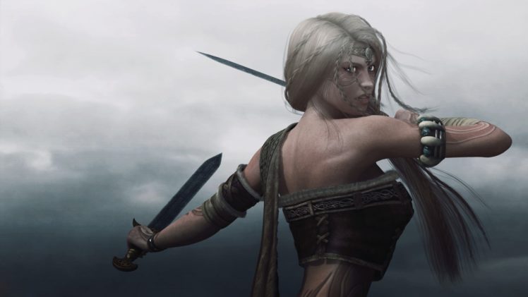 swords, Viking, Tattoo, Girl, Warrior HD Wallpaper Desktop Background