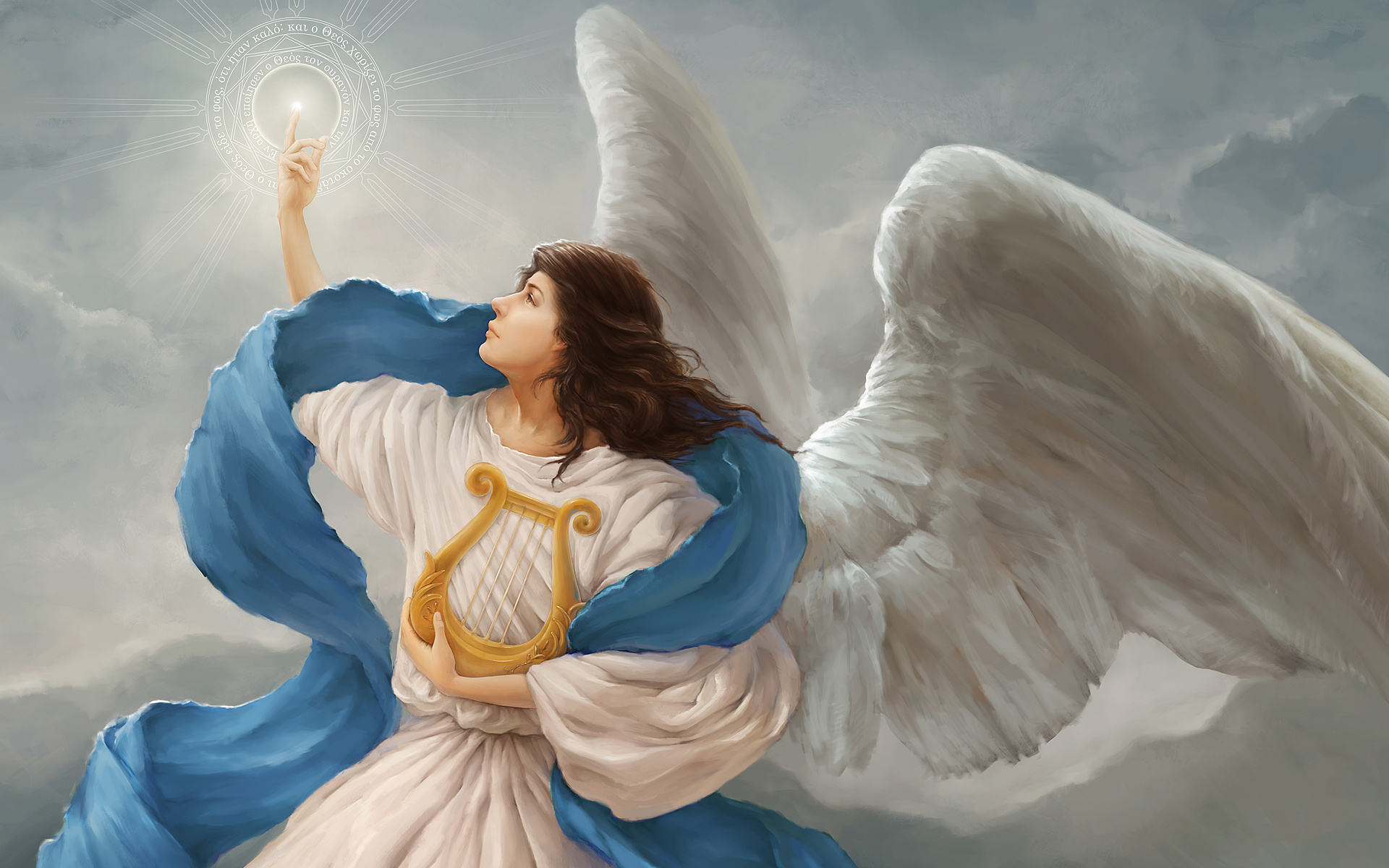 wings, Harp, Symbol, Light, Angel, Religion Wallpaper