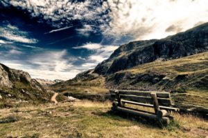 light, Mountains, Clouds, Landscapes, Nature, Sun, Trees, Grass, Rocks, Bench, Roads, Hdr, Photography, Skyscapes