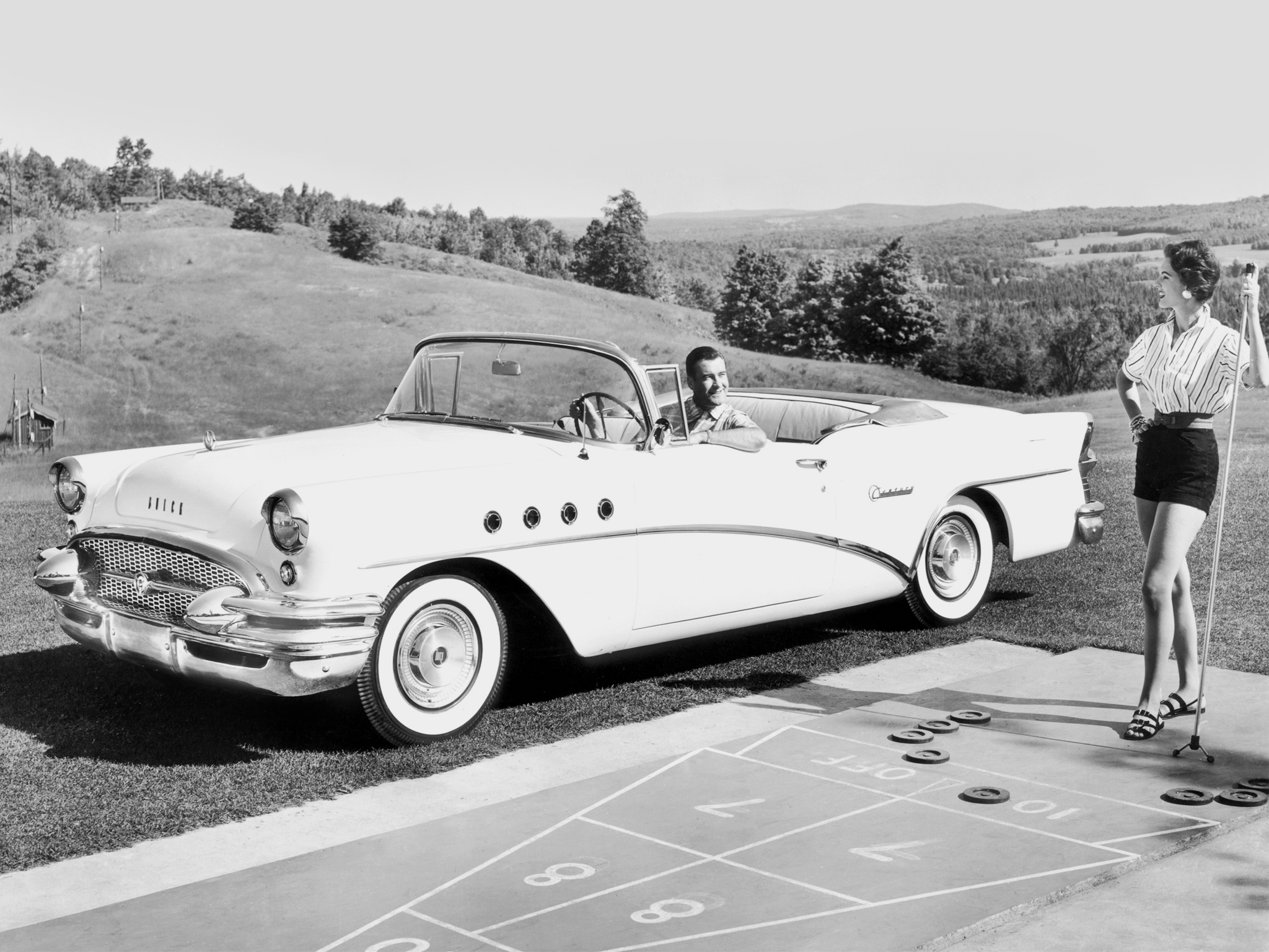 1955, Buick, Century, Convertible,  66c , Retro Wallpaper