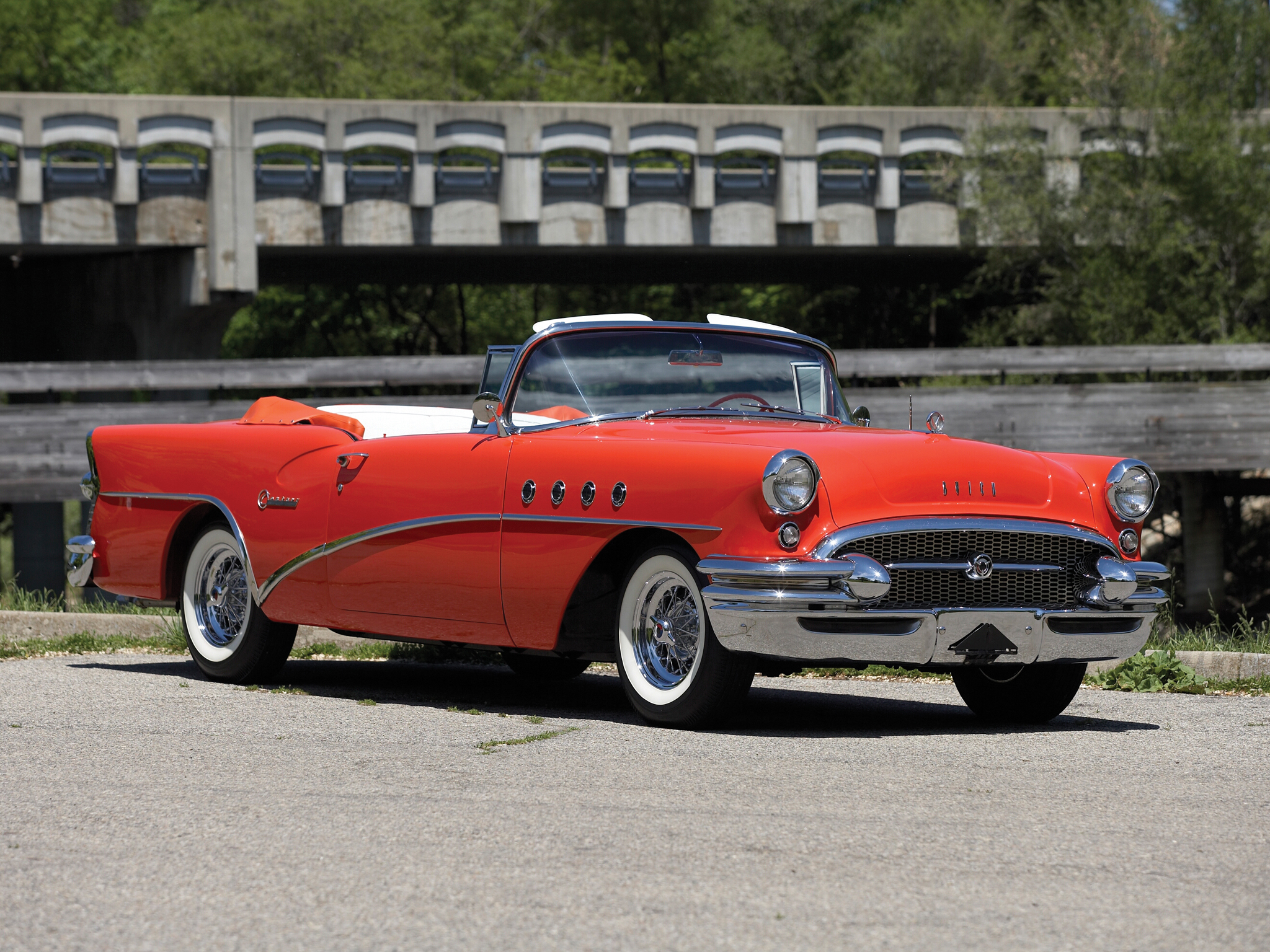 1955, Buick, Century, Convertible,  66c , Retro Wallpaper