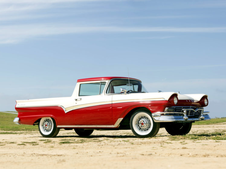 1957, Ford, Ranchero, Custom, 300, Pickup, Retro HD Wallpaper Desktop Background