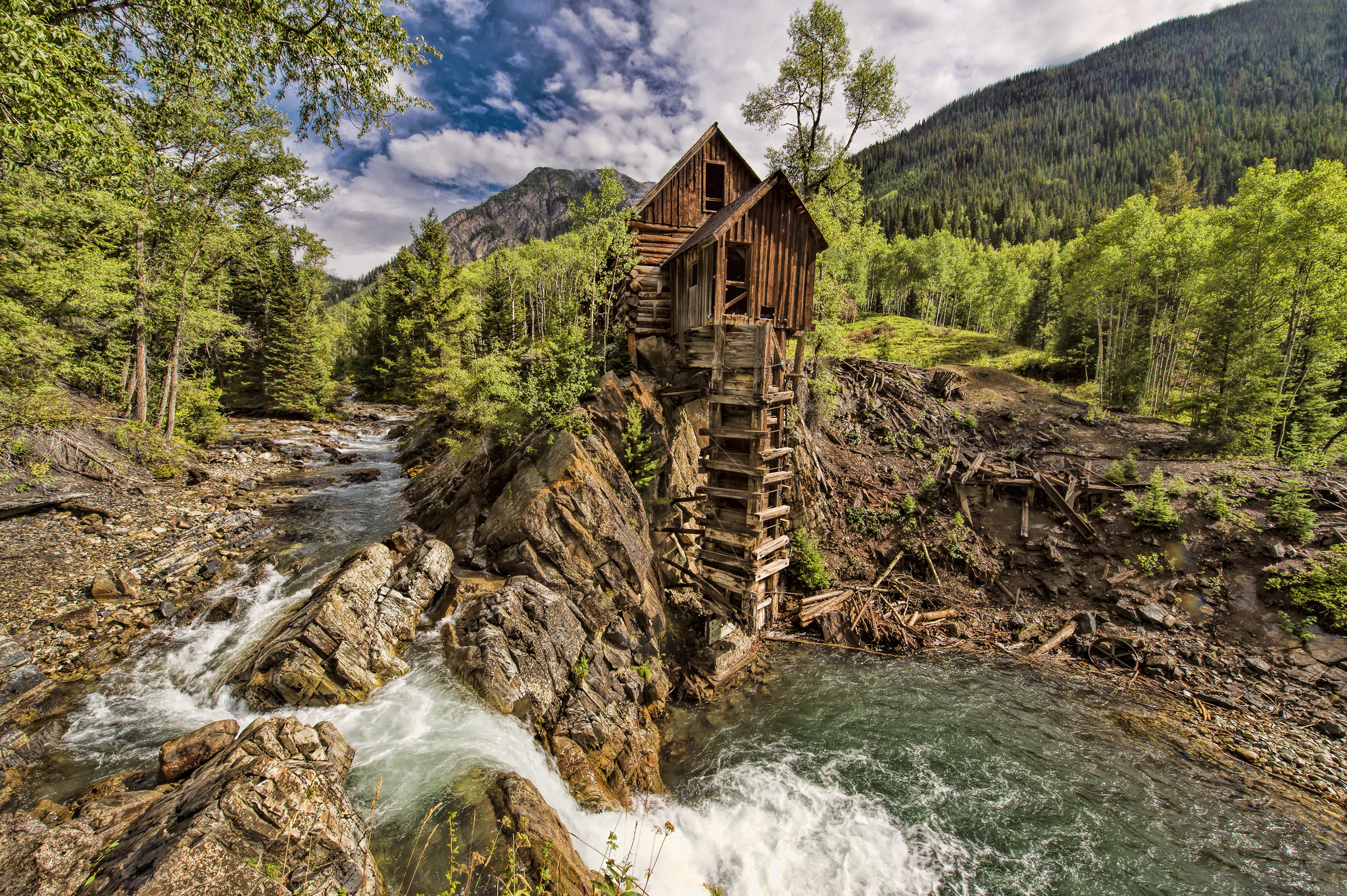crystal, Colorado, Water, Mill, River, Forest, Mill Wallpaper