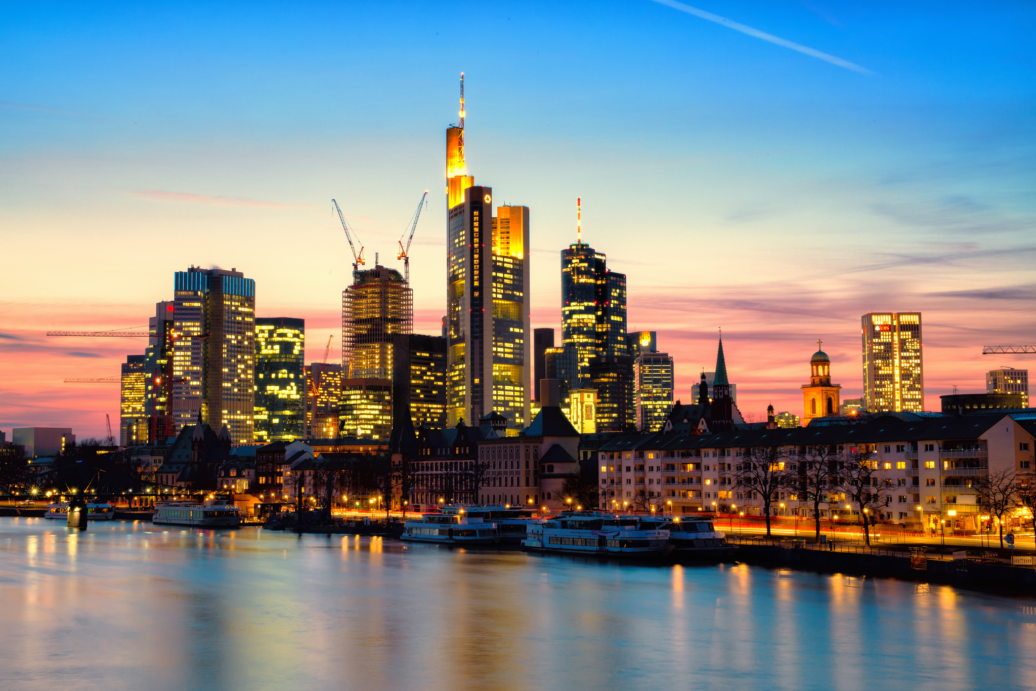 frankfurt, Am, Main, Deutschland, Germany, Germany, City, Evening, Sunset Wallpaper
