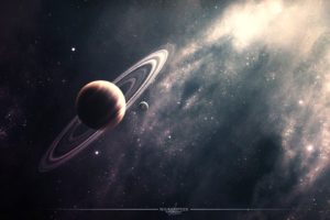 space, Planet, Rings, Nebula, Star