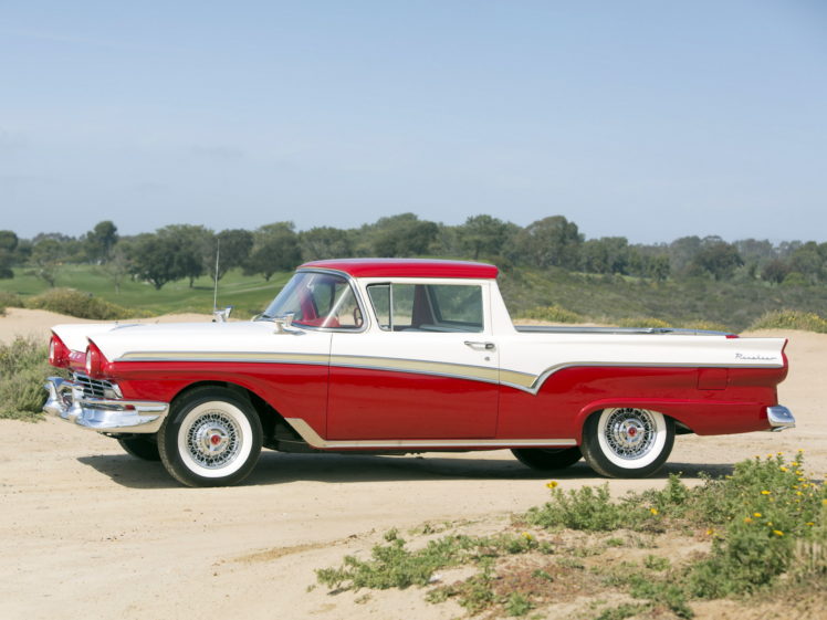 1957, Ford, Ranchero, Custom, 300, Pickup, Retro HD Wallpaper Desktop Background