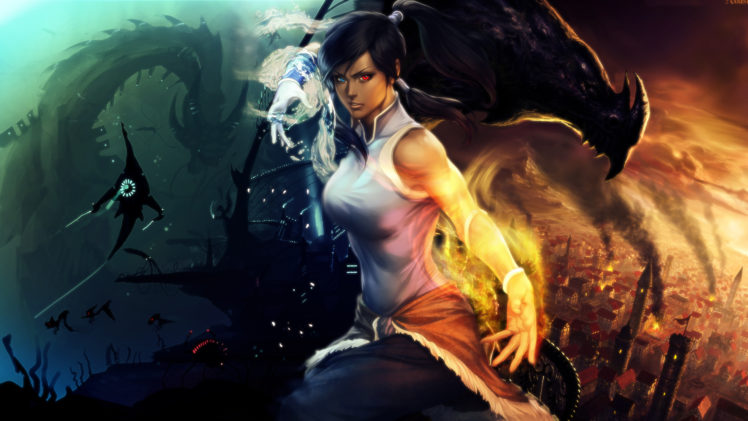 avatar, The, Legend, Of, Korra, Magic, Warrior, Singlet, Anime, Girls, Fantasy, Sci fi, Dragon HD Wallpaper Desktop Background