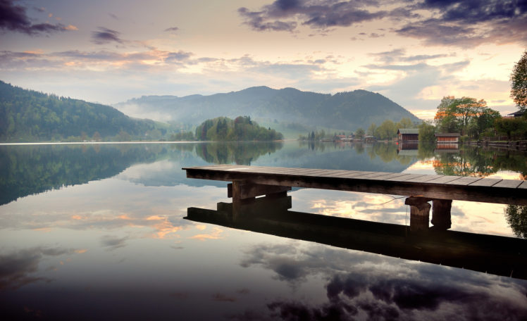 hills, Forest, Lake, Sunrise, Reflection HD Wallpaper Desktop Background