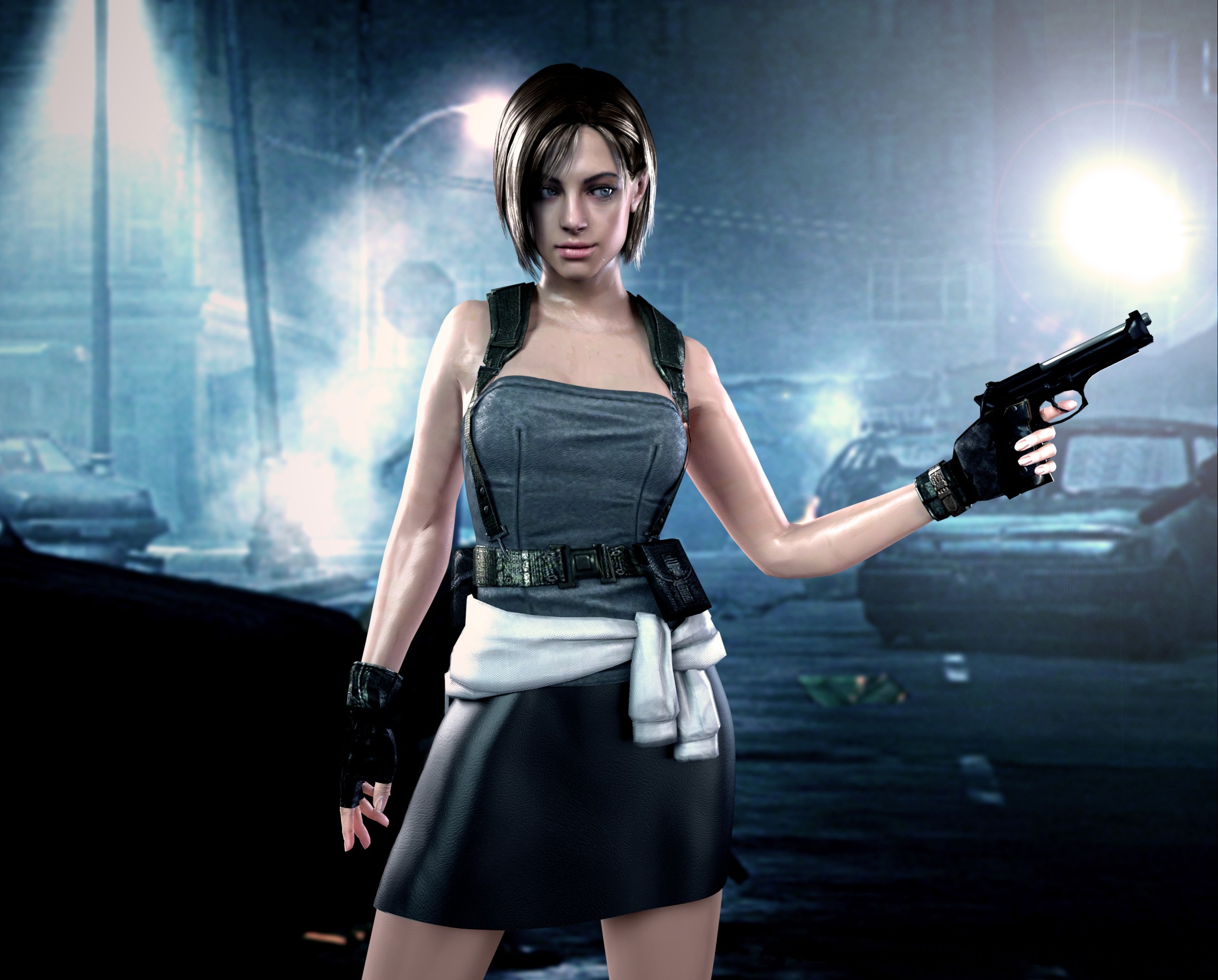 resident, Evil, Pistols, Warrior, Dress, Skirt, Night, Games, Girls Wallpaper