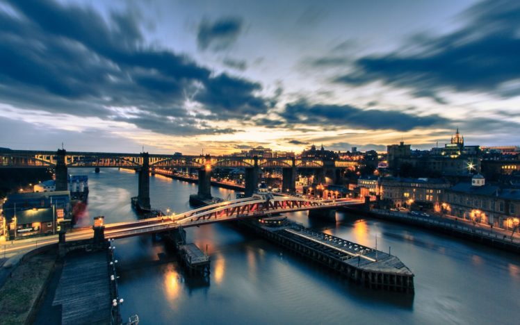 tyne, Bridge, Newcastle, England, River, Tyne, Night, City, Bridge, River HD Wallpaper Desktop Background