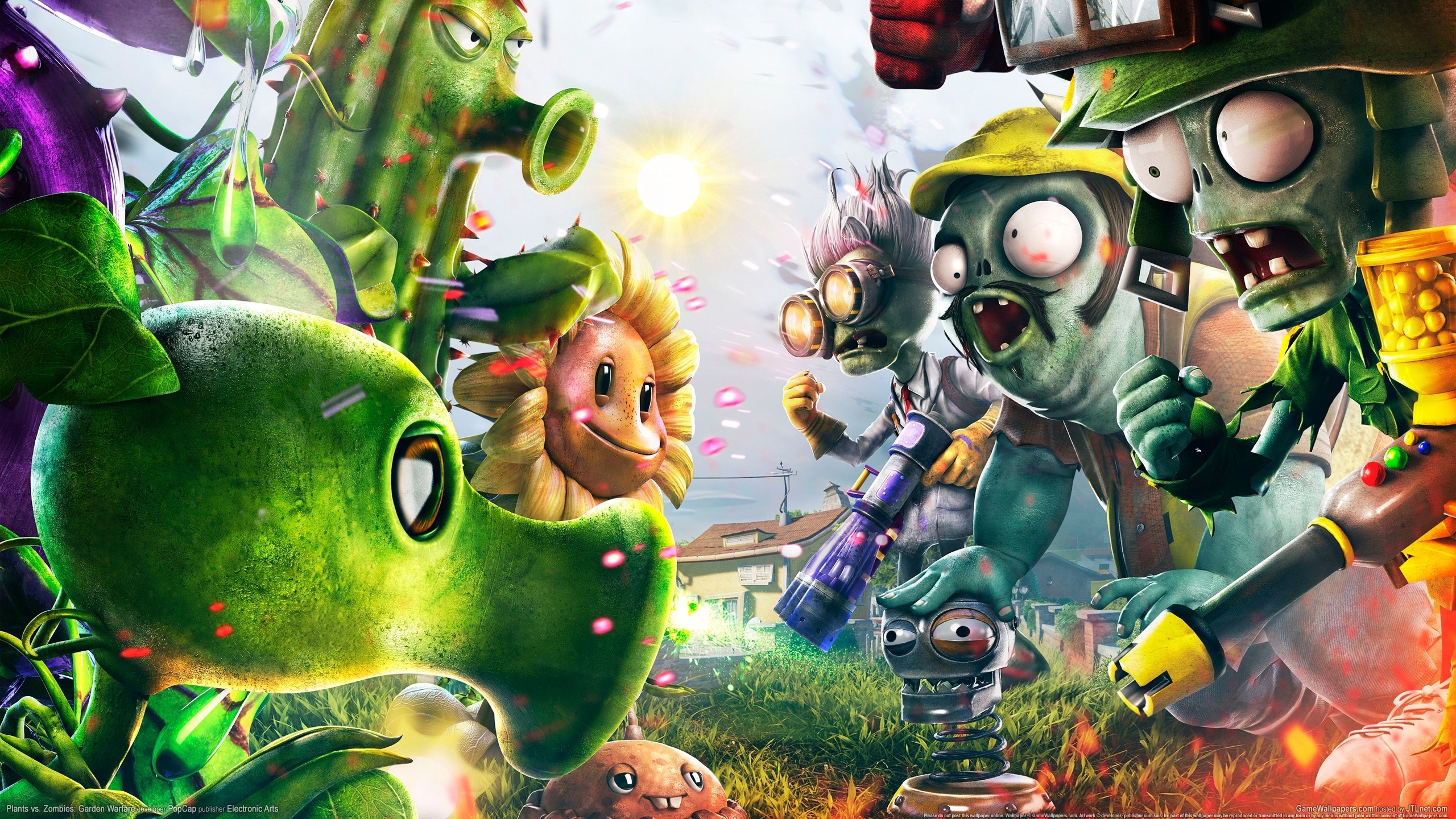 zombie, Sunflowers, Plants, Vs, Zombies, Games, 3d, Graphics, Fantasy, Sci fi Wallpaper