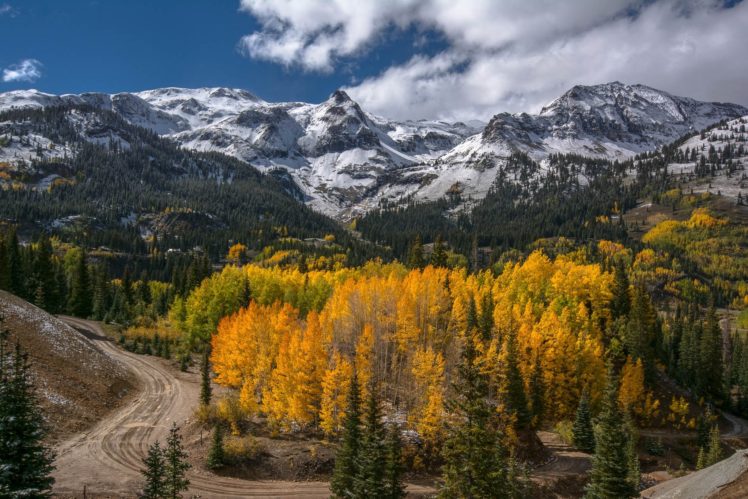 autumn, Mountain, Road, Trees, Landscape HD Wallpaper Desktop Background