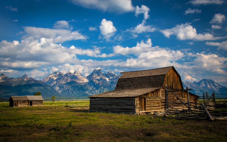 barn, Farm, Mountains, Clouds, Landscape HD Wallpaper Desktop Background